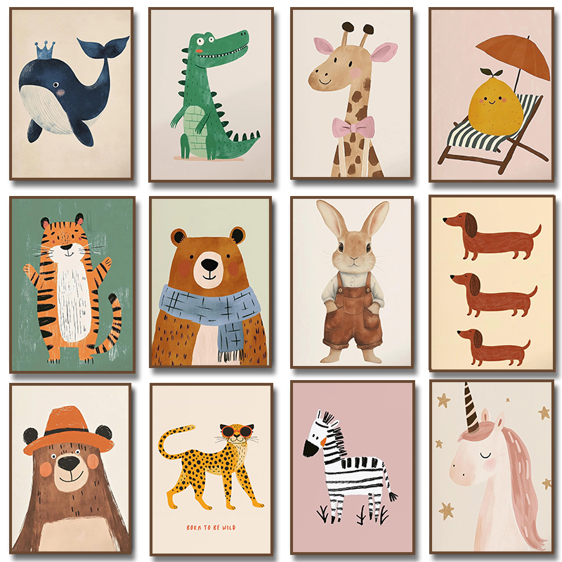 Baby Nursery Giraffe - Cute Animal Illustration Poster Unicorn Bear
