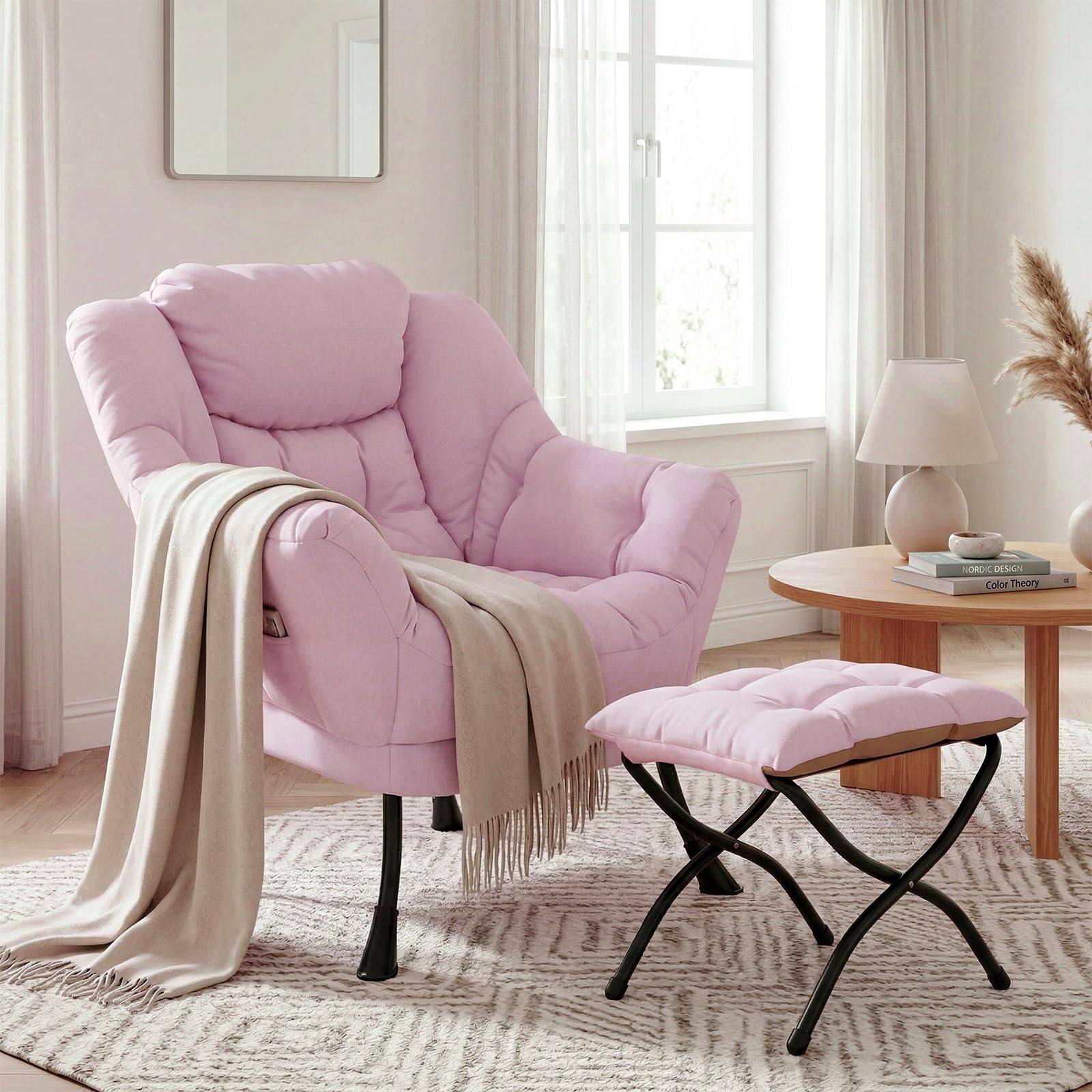 Baby Nursery Rocking Chair - Lazy Chair with Ottoman Comfy Accent