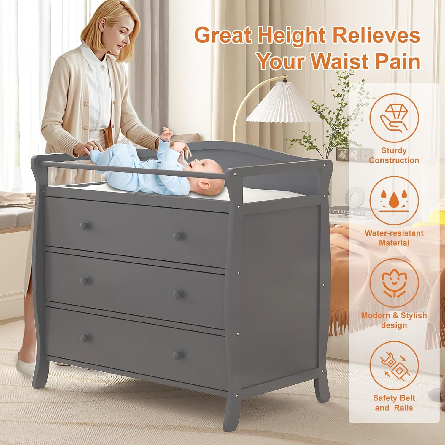 3 Drawers Baby Changing Table  - Baby Nursery Table ulasan dan harga