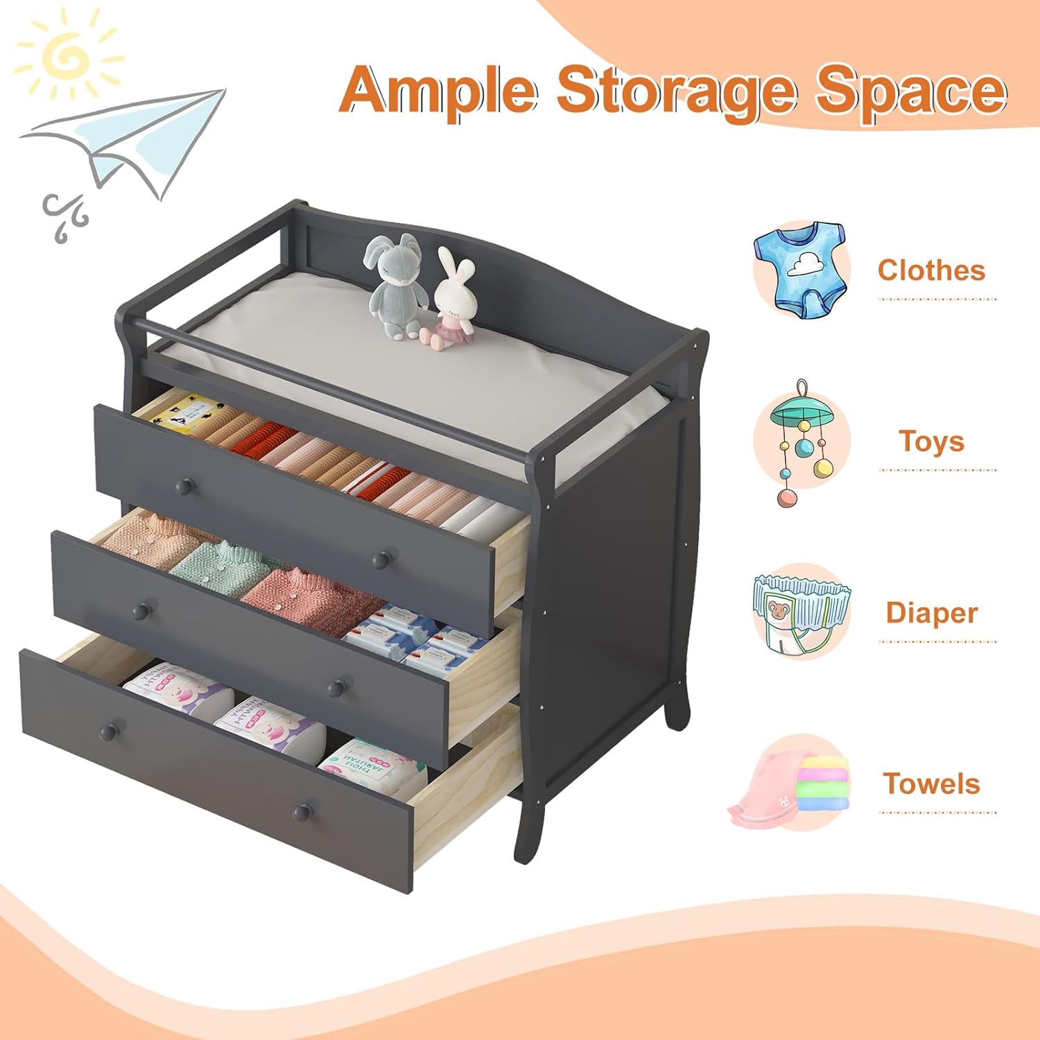 3 Drawers Baby Changing Table  - Baby Nursery Table ulasan dan harga