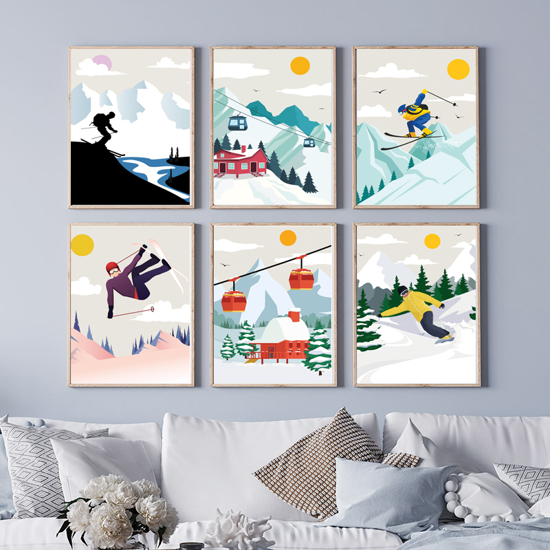 Minimalist Snow Mountain Canva - Baby Nursery Mountain Theme ulasan dan harga