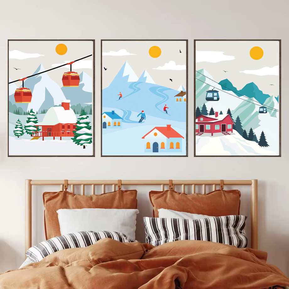 Minimalist Snow Mountain Canva - Baby Nursery Mountain Theme ulasan dan harga