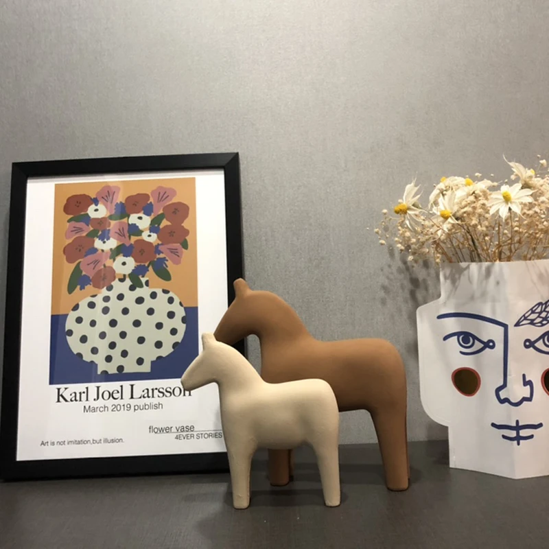 Nordic Wooden Horse Ornaments  - Baby Nursery Table ulasan dan harga