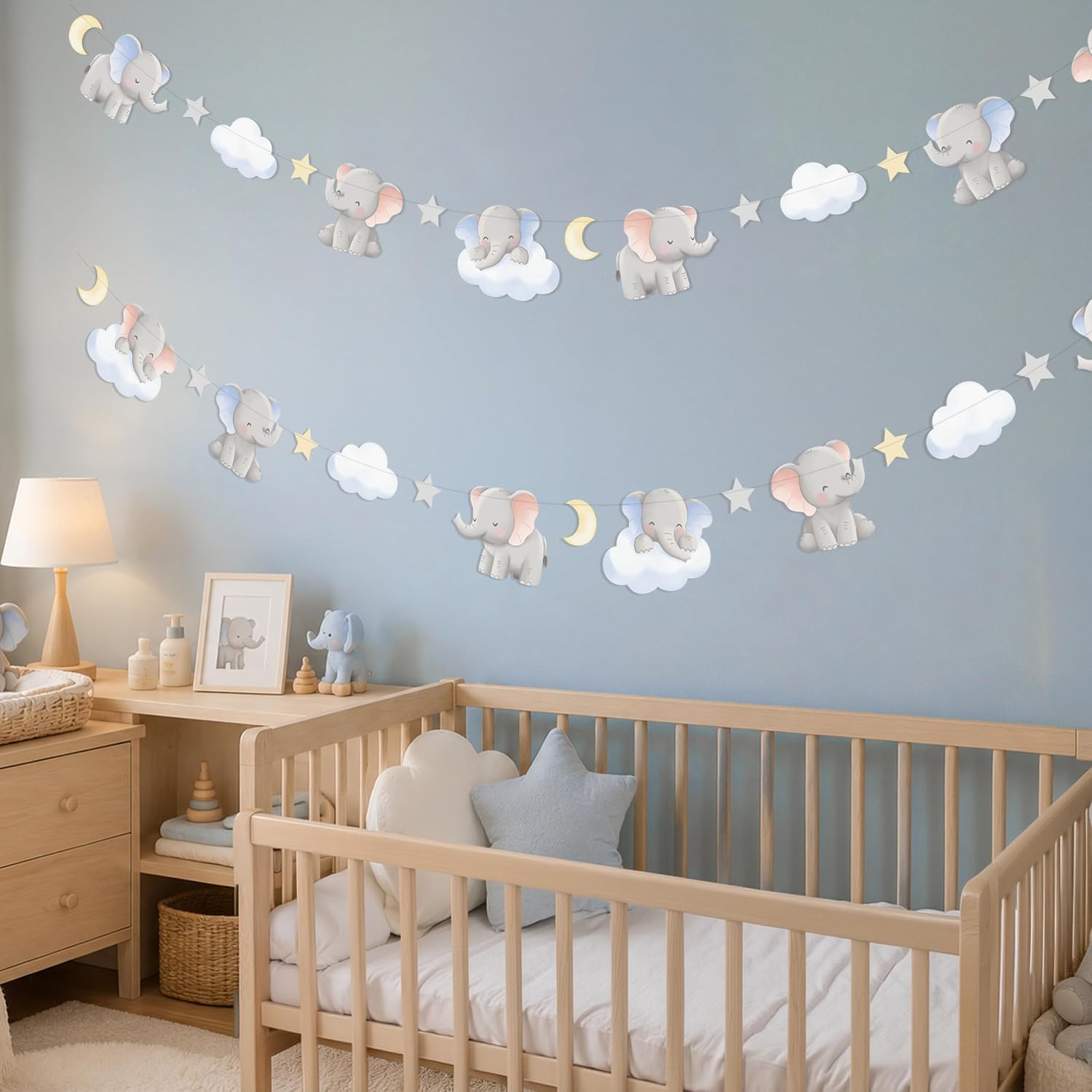 2Pcs Cute Elephant Garland Bab - Baby Nursery Garland ulasan dan harga
