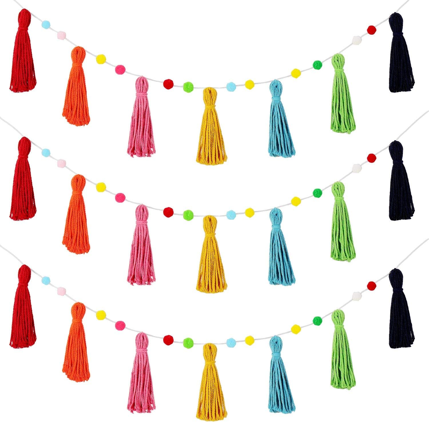 3 Pcs Colorful Rainbow Boho Ta - Baby Nursery Garland ulasan dan harga