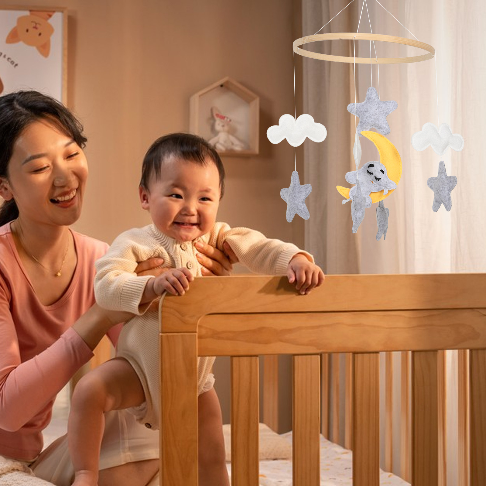Felt Animal Crib Mobile Cute E - Baby Nursery Hanging Decor ulasan dan harga