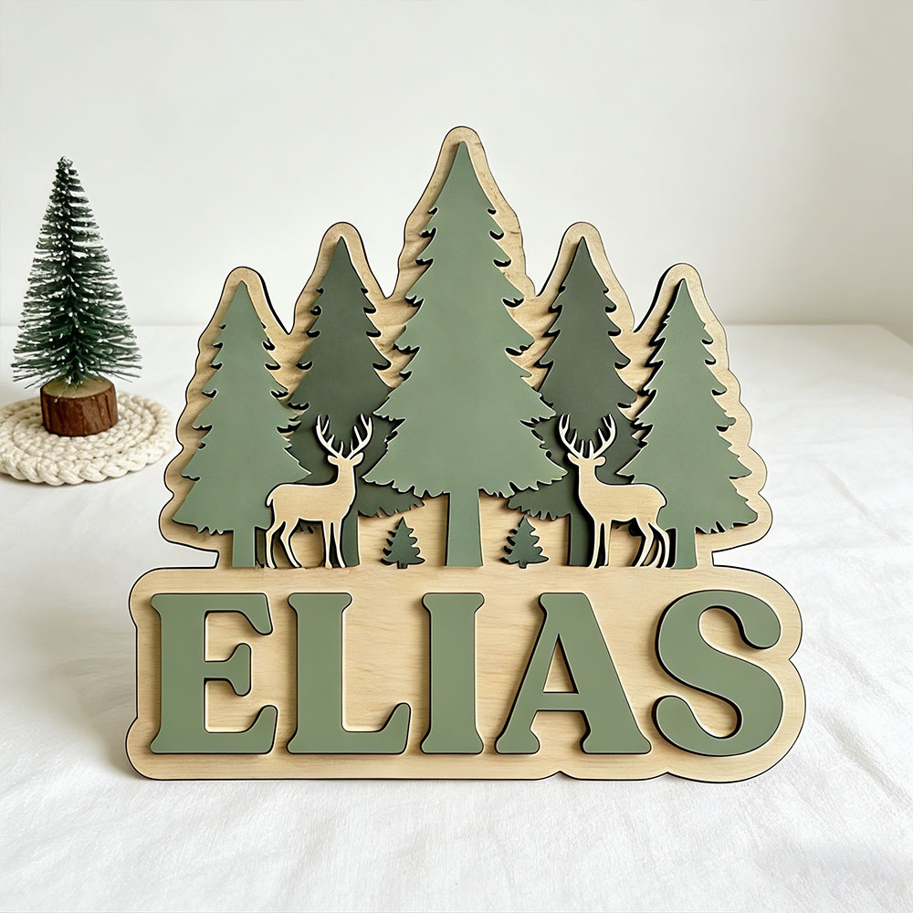 Custom Forest Elk Pine Tree Na - Baby Nursery Mountain Theme ulasan dan harga