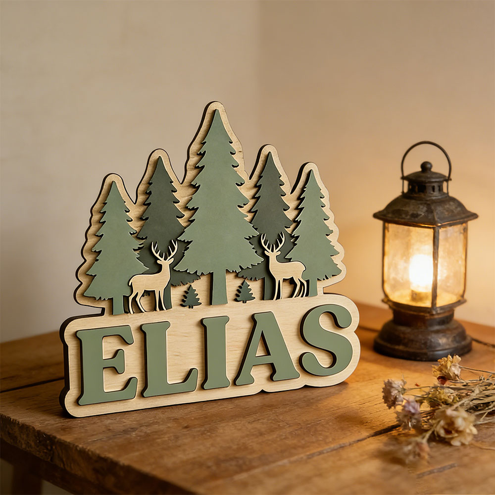 Custom Forest Elk Pine Tree Na - Baby Nursery Mountain Theme ulasan dan harga
