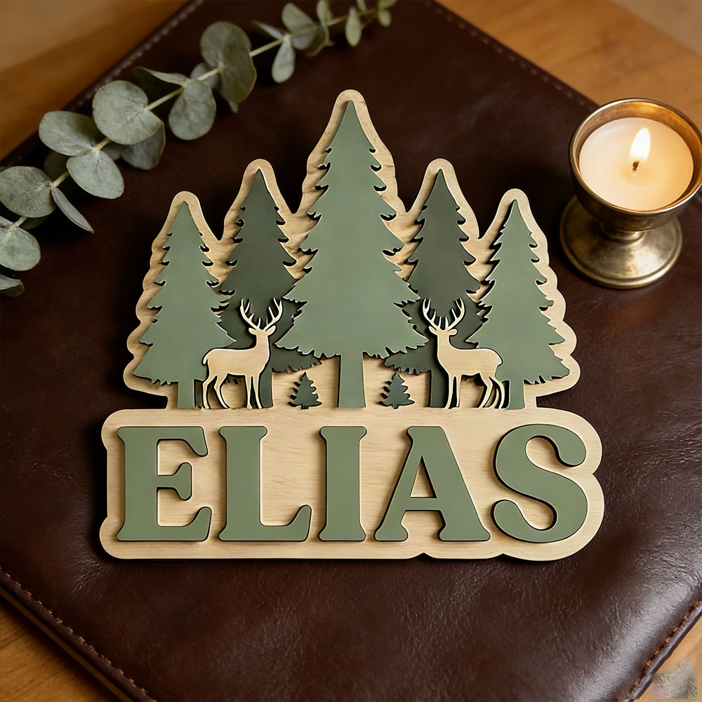 Custom Forest Elk Pine Tree Na - Baby Nursery Mountain Theme ulasan dan harga