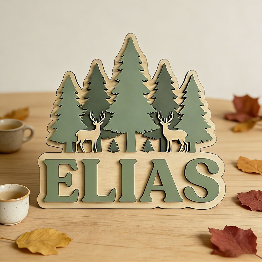 Custom Forest Elk Pine Tree Na - Baby Nursery Mountain Theme ulasan dan harga