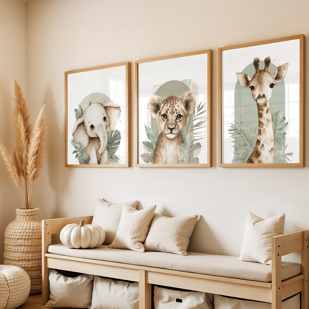 3pcs/set Retro Elephant Lion a - Baby Nursery Giraffe ulasan dan harga