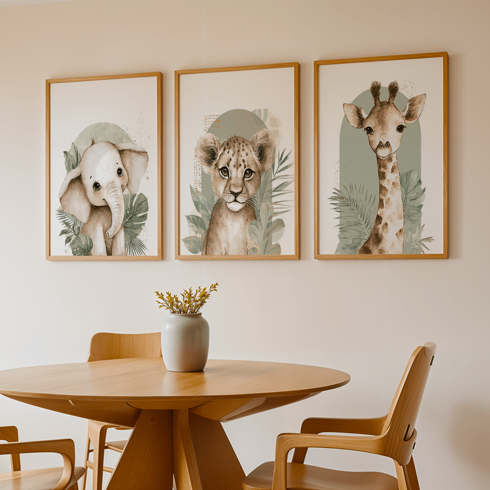 3pcs/set Retro Elephant Lion a - Baby Nursery Giraffe ulasan dan harga