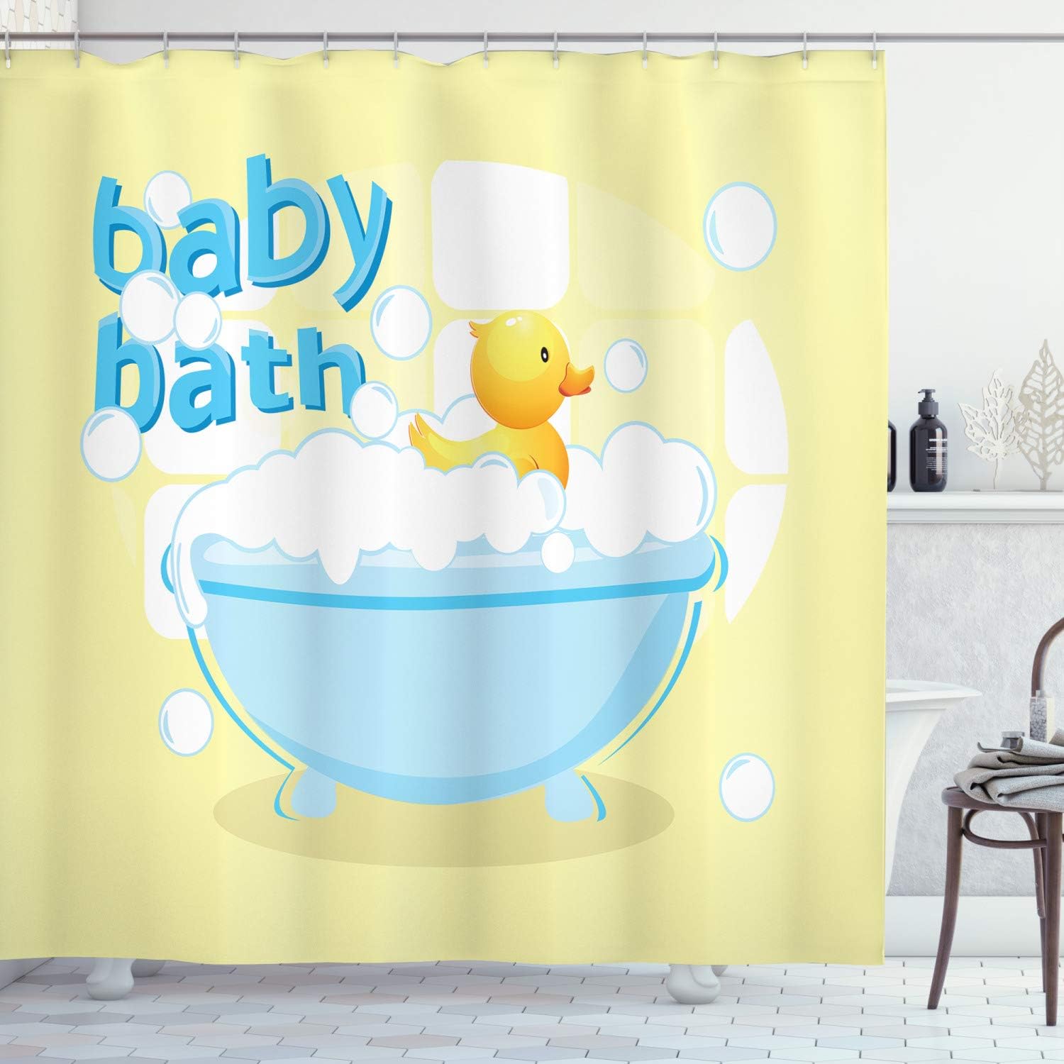Yellow Baby Bath Shower Curtai - Baby Nursery Curtains ulasan dan harga