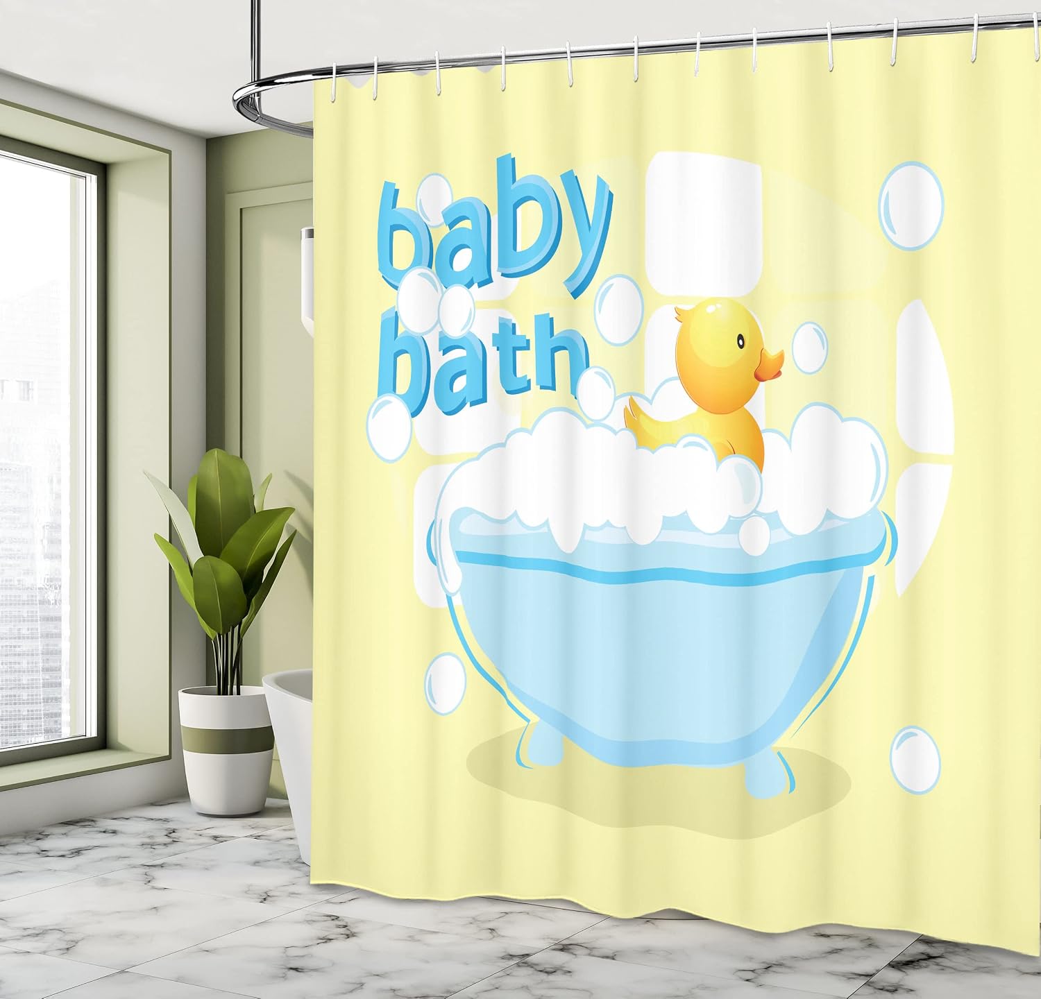 Yellow Baby Bath Shower Curtai - Baby Nursery Curtains ulasan dan harga