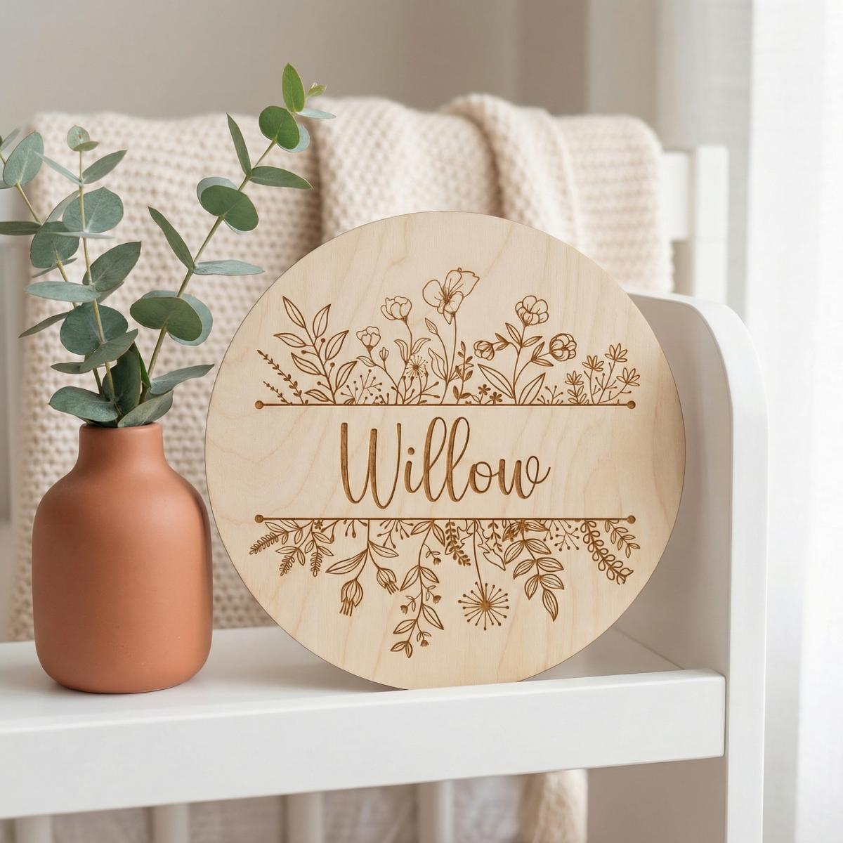 Personalized Floral Round Wood - Baby Nursery ulasan dan harga