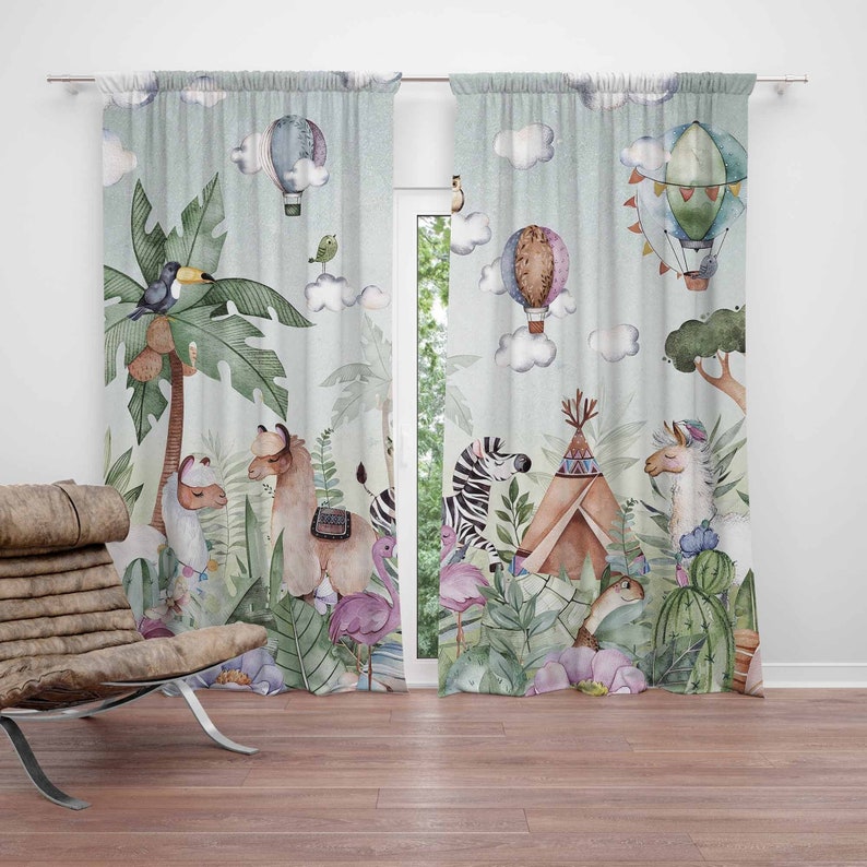 Safari Animals Party Nursery C - Baby Nursery Curtains ulasan dan harga