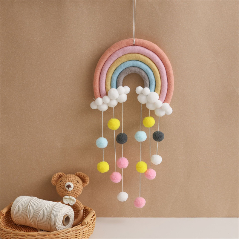 Nordic Felt Woven Rainbow Hair - Baby Nursery Garland ulasan dan harga