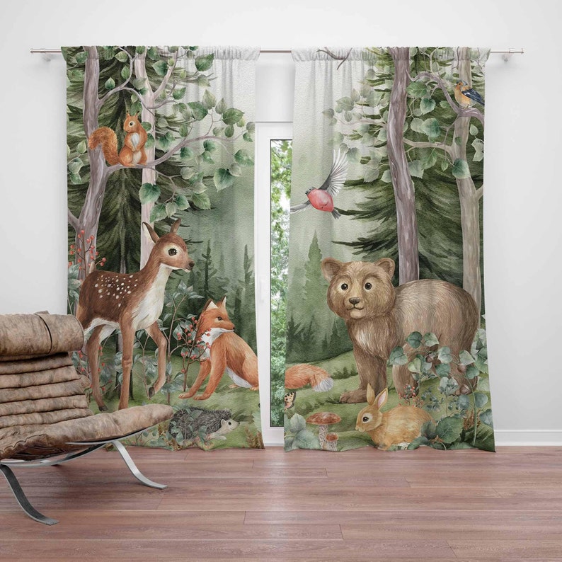 Woodland Animals Curtains Kids - Baby Nursery Curtains ulasan dan harga