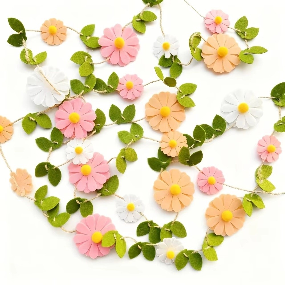 200CM Felt Daisy Banner Felt D - Baby Nursery Garland ulasan dan harga