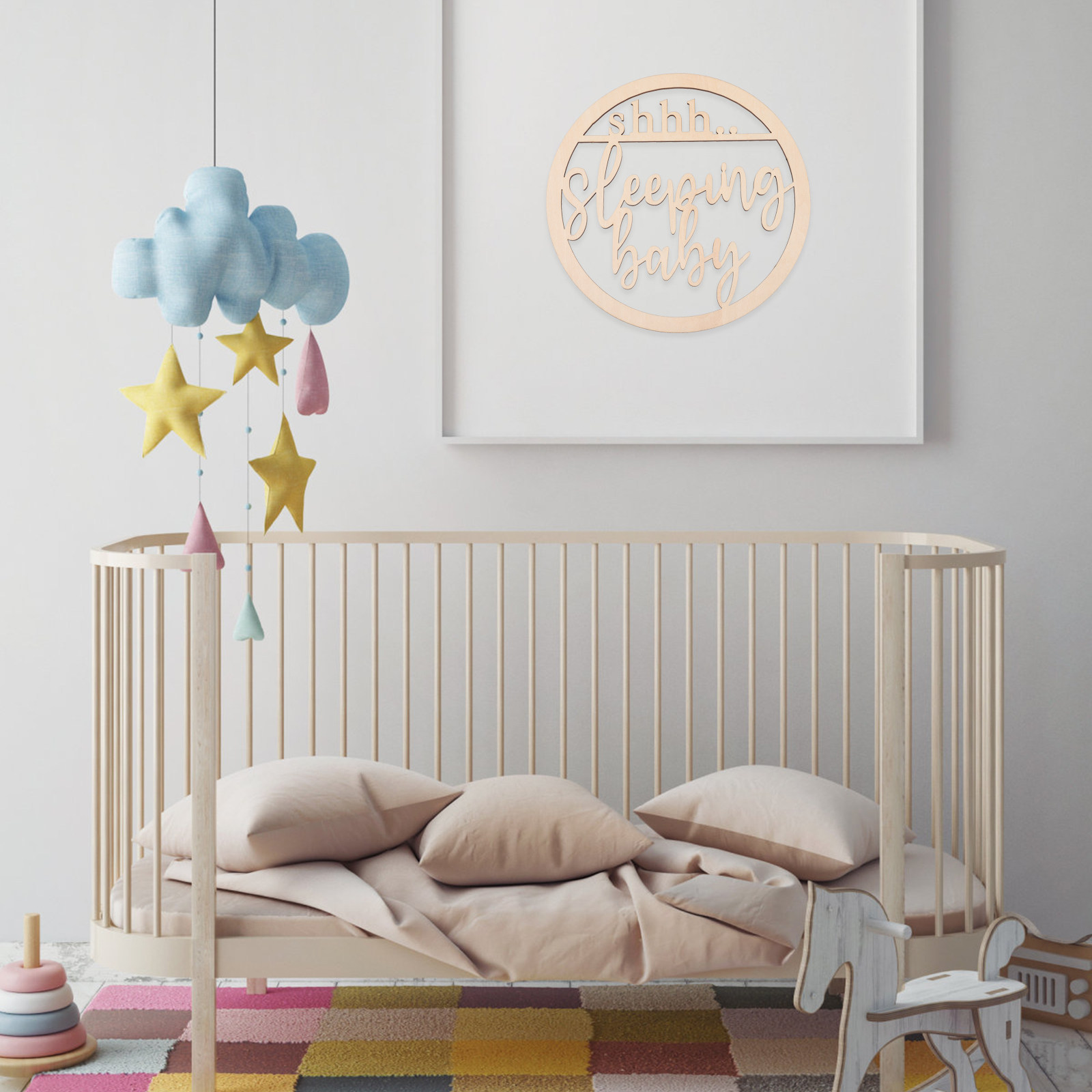 Hollow Wooden Baby Sleeping Si - Baby Nursery Hangers ulasan dan harga