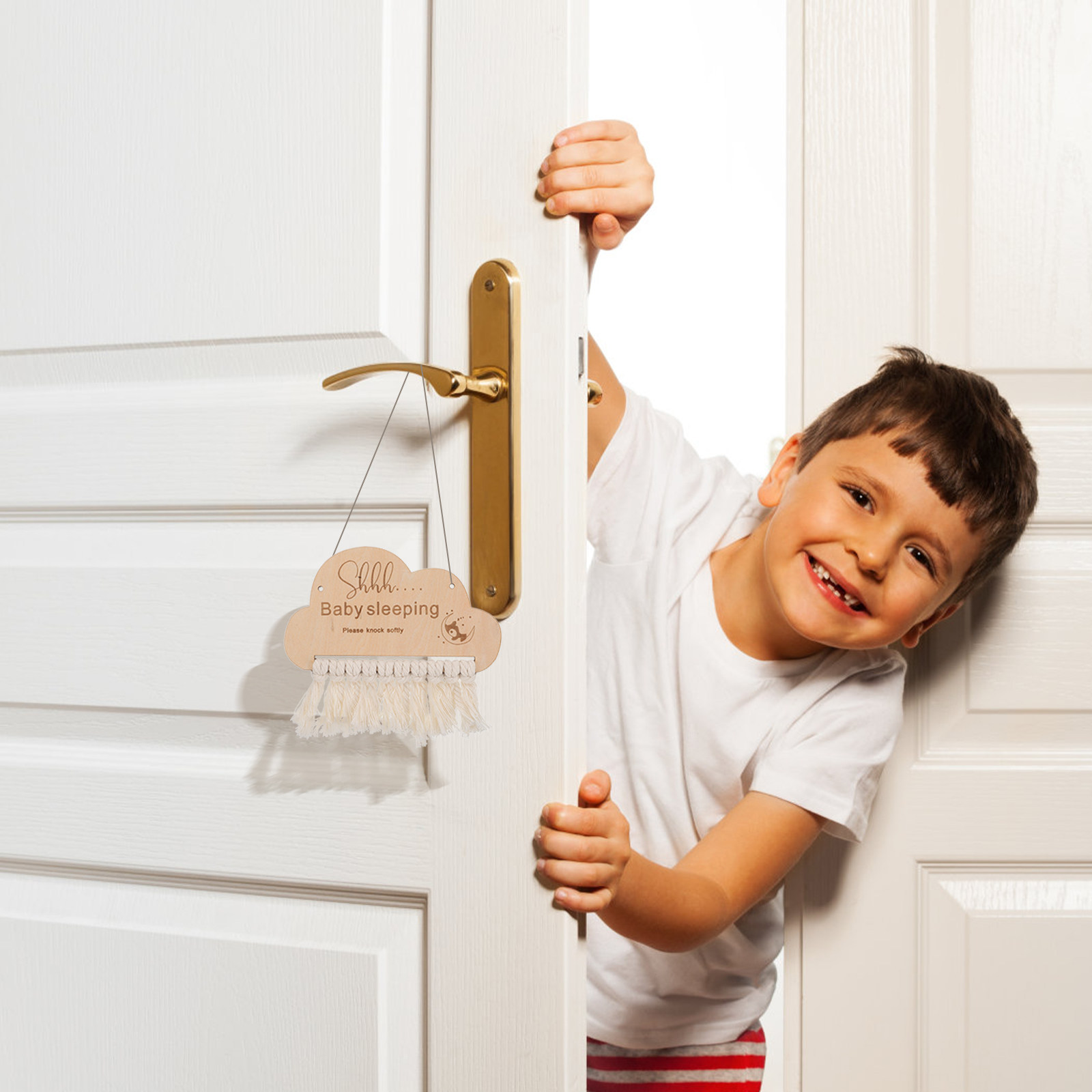 Wooden Baby Sleeping Sign Door - Baby Nursery Hangers ulasan dan harga