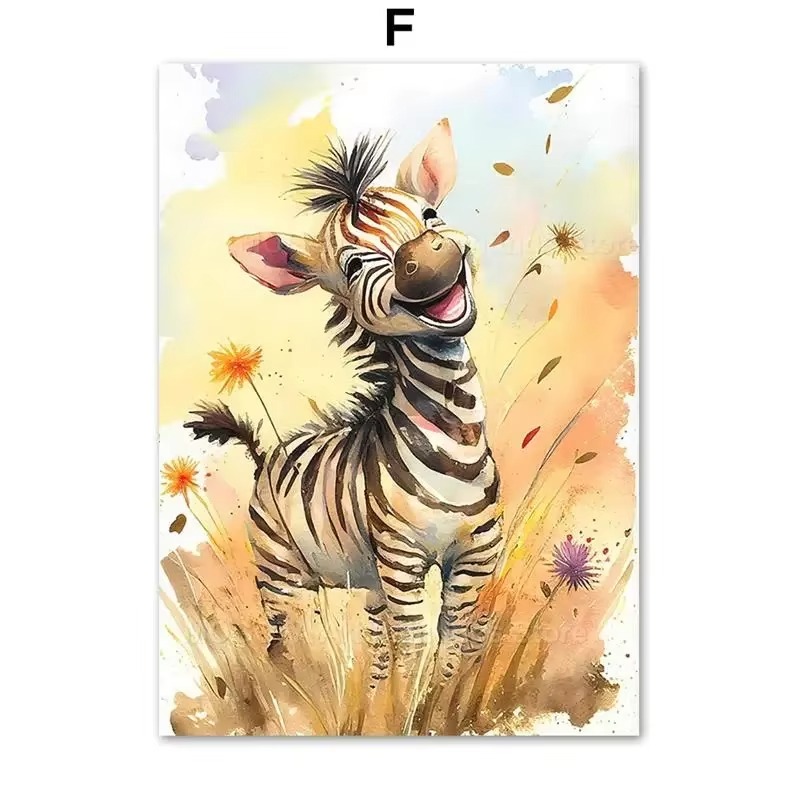 Watercolor Lion Giraffe Tiger  - Baby Nursery Giraffe ulasan dan harga
