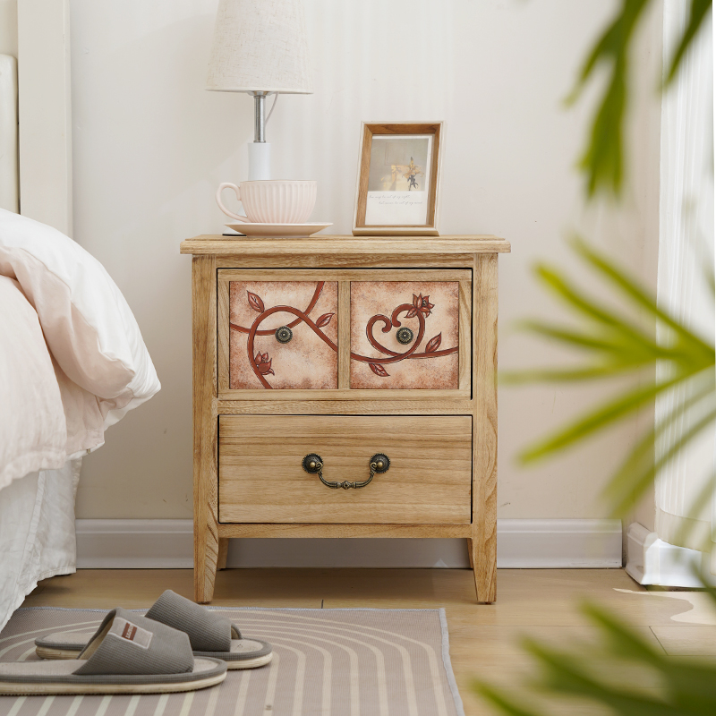 Natural Wood Nightstand Waterp - Baby Nursery Table ulasan dan harga
