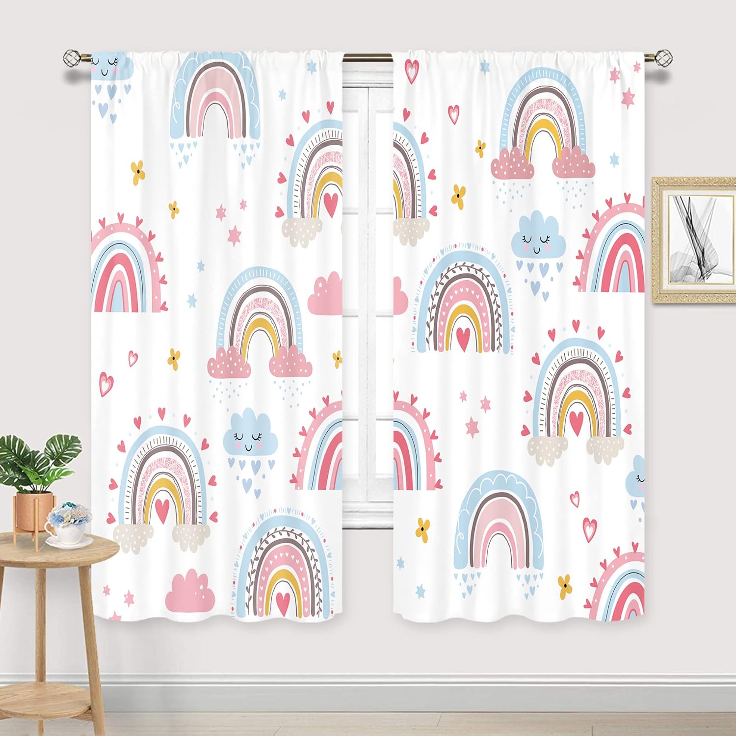 Baby Girls Pink Boho Rainbow C - Baby Nursery Curtains ulasan dan harga